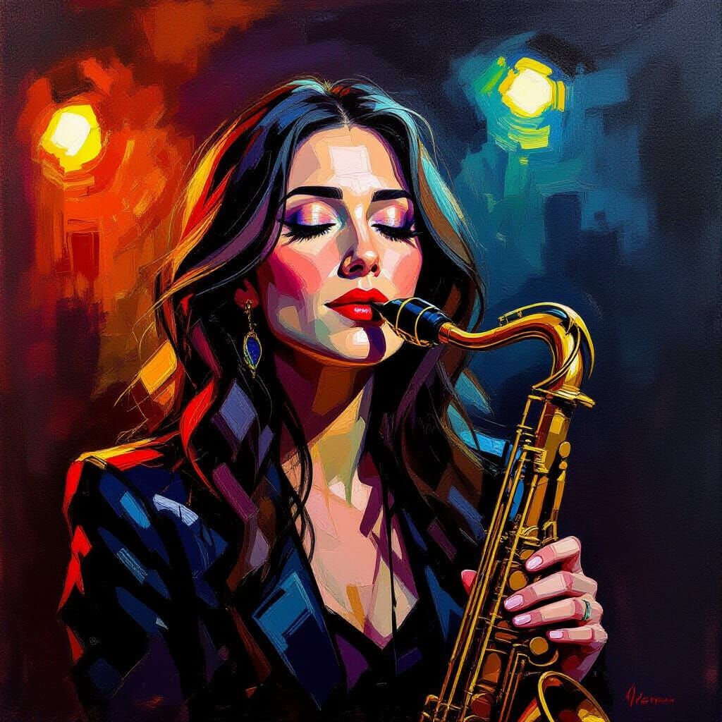 Jazz Musician in Moment of Musical Improvisation