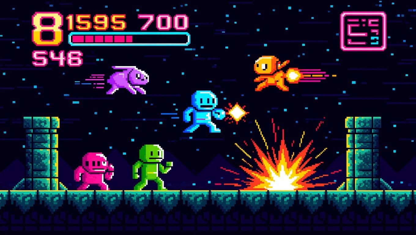 Retro 1980s Video Game Pixelated Screen