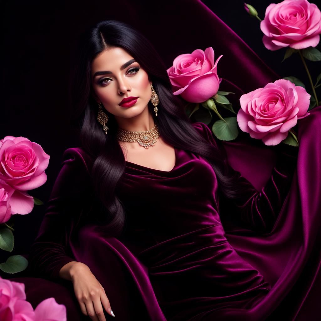 Human Persian Rose in Synthwave Neon Style