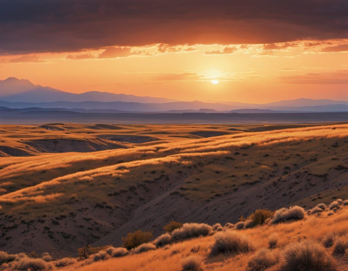Cinematic Sunset Over Open Range Landscape