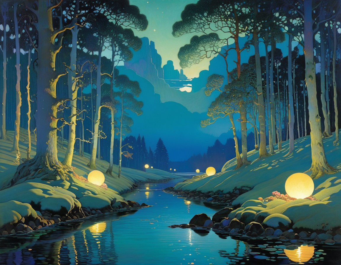 Whimsical Evening Scene by Layered Composition