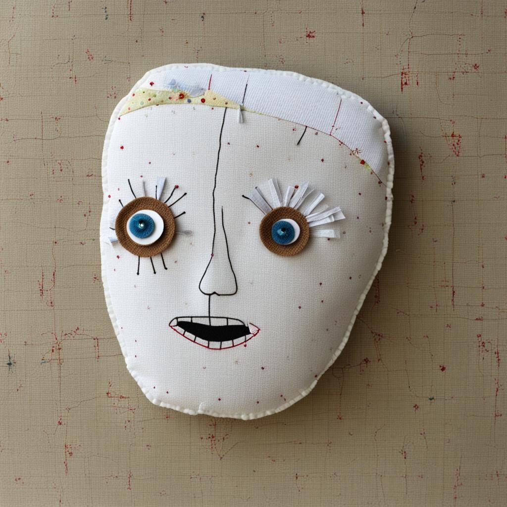 Fabric Face Created with Sewing Machine