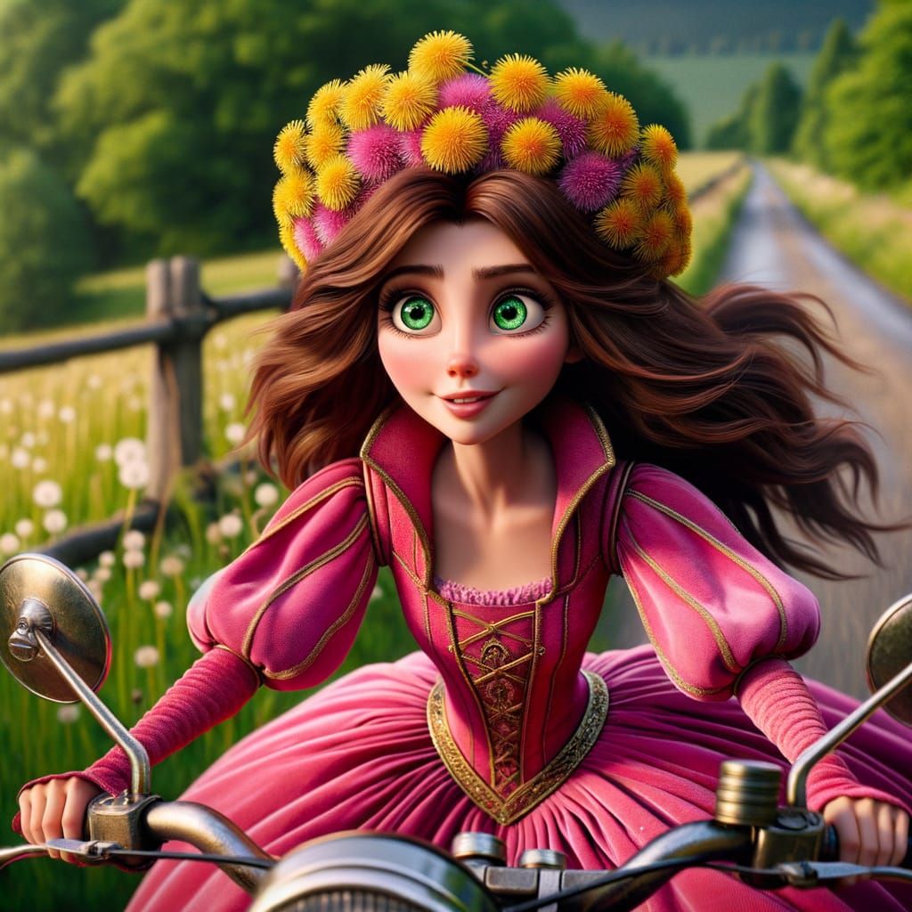 Princess Rides Motorcycle in Early 20th Century Animation St...