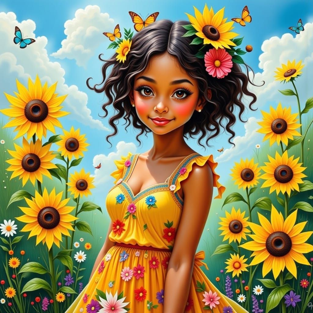 Surreal Heavy Metal Garden Scene in Vibrant Colors