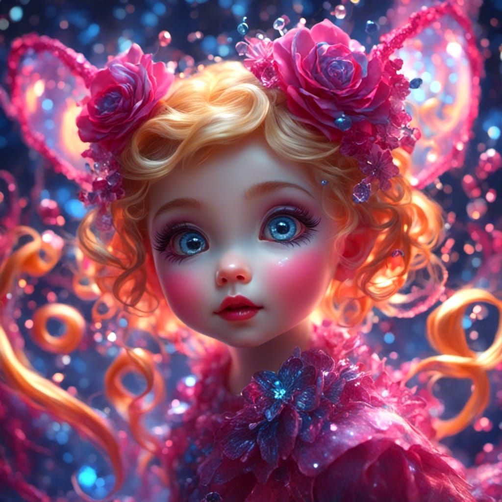 Rainbow Fur Angelic Monkey in Fantasy Style