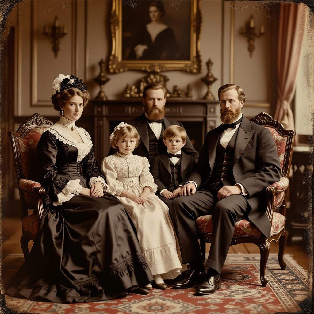 Victorian Family Portrait in Daguerreotype Style
