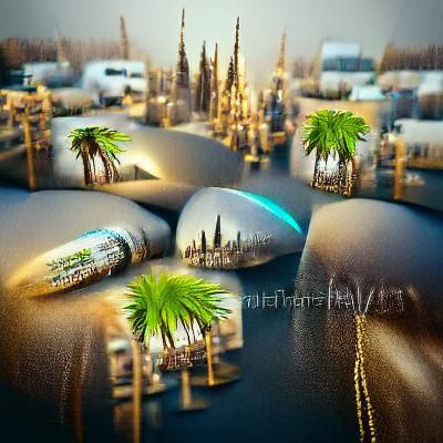 Futuristic Cities Inside Palm Tree, Hyperrealism