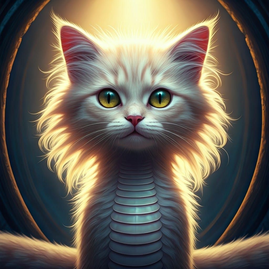 Kitty-Snake Hybrid in Detailed Matte Painting Style