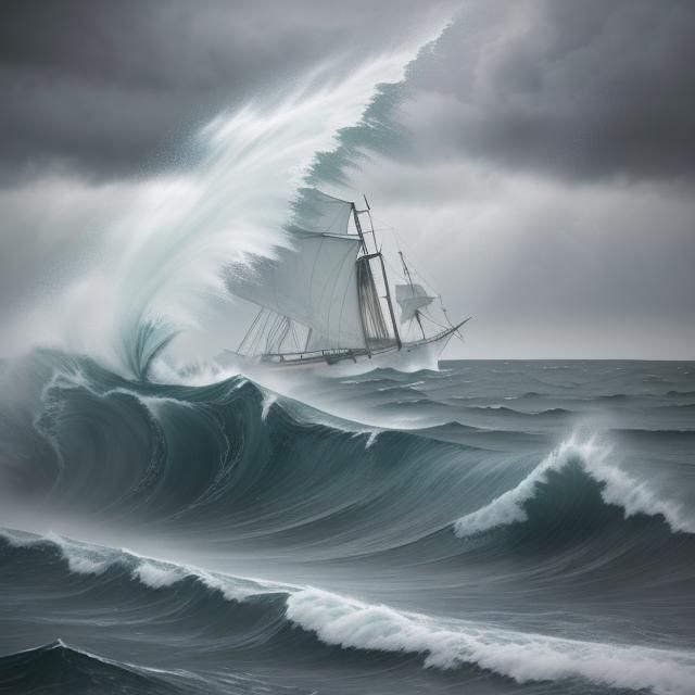 Sailboat Versus Stormy Seas: A Cinematic Seascape
