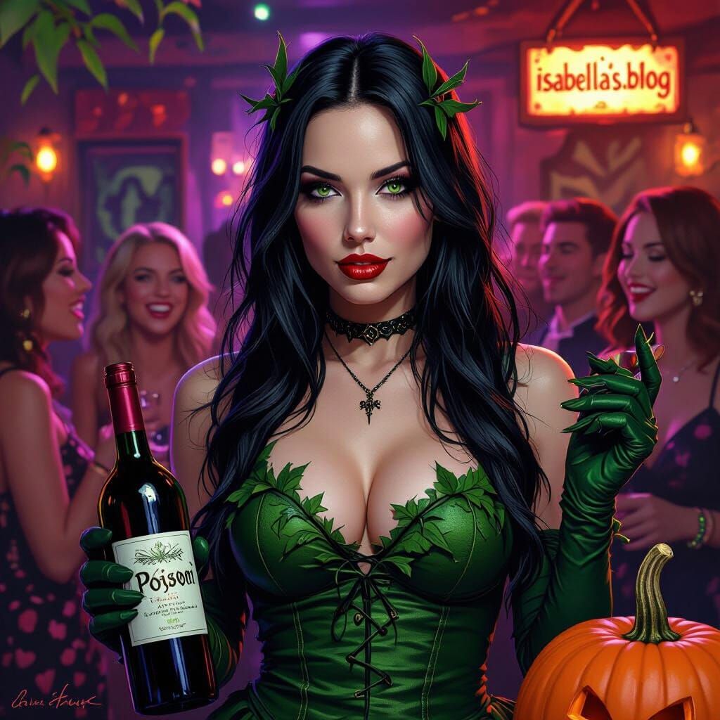 Chelsea as Poison Ivy at Halloween Party