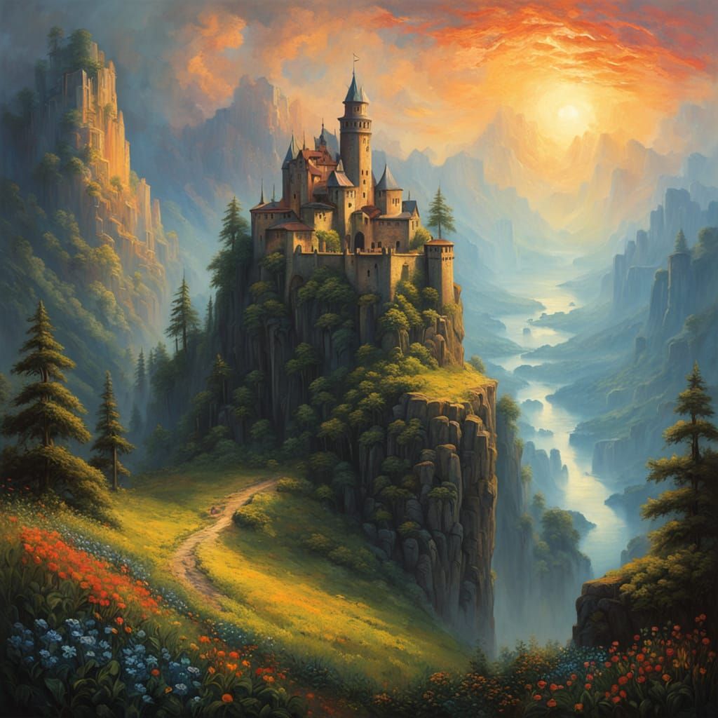 Castle in Majestic Mountain Landscape