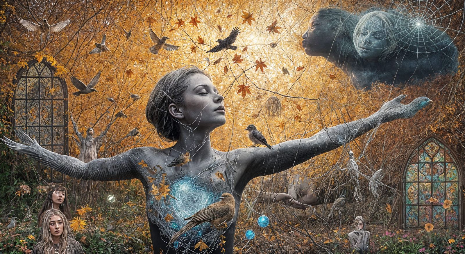 Shaman of Frozen Oasis with Bioluminescent Skin