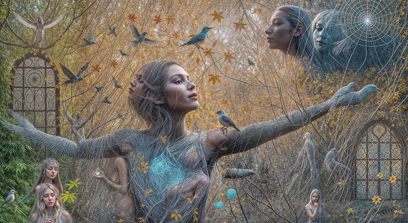 Mystical Shaman with Bioluminescent Frozen Oasis and Nature ...