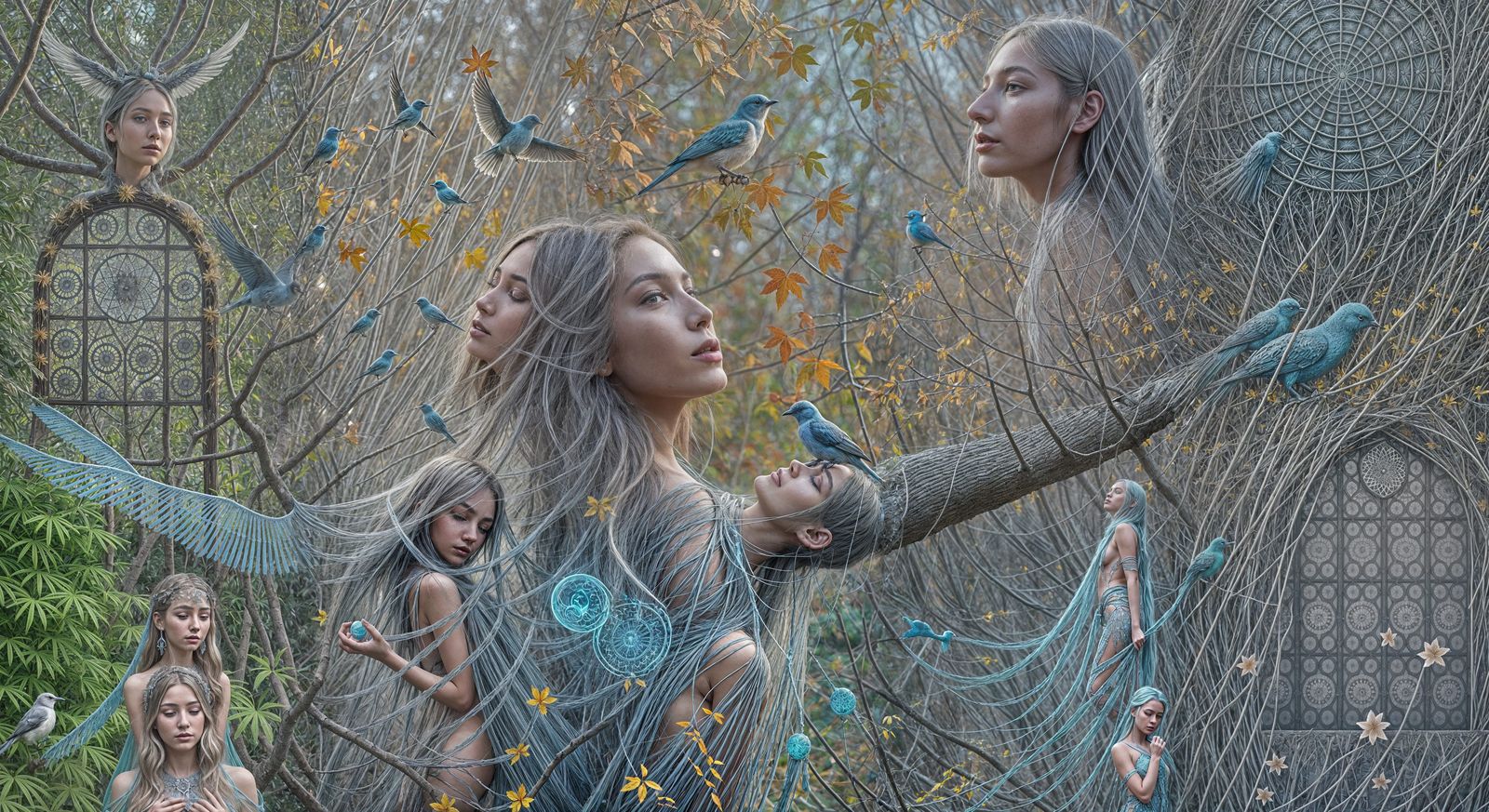 Mystical Shaman in Bioluminescent Frozen Oasis