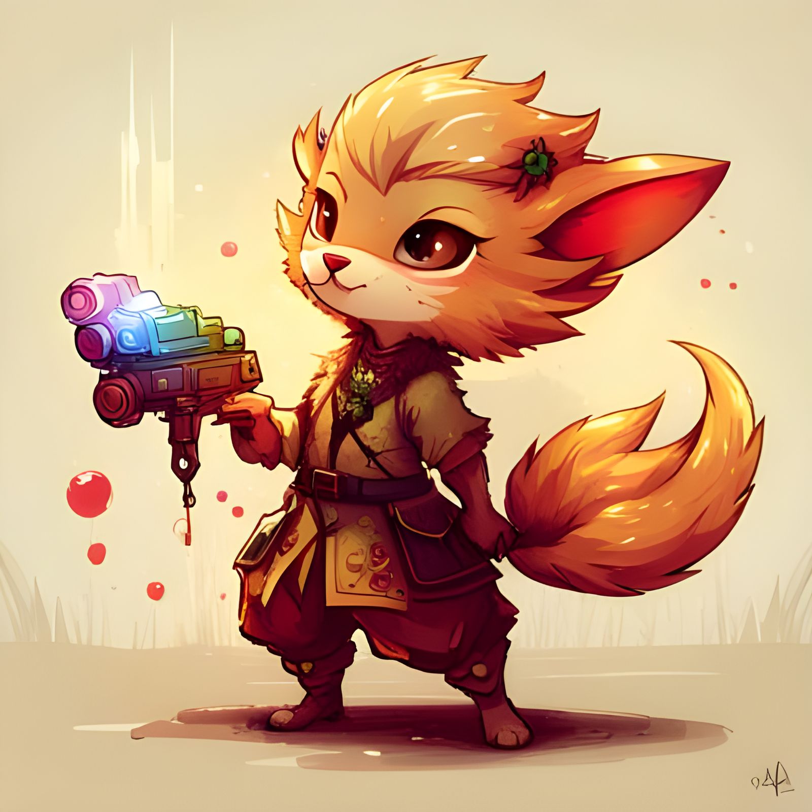 Detailed Chibi Anthro Kappa Splash Art