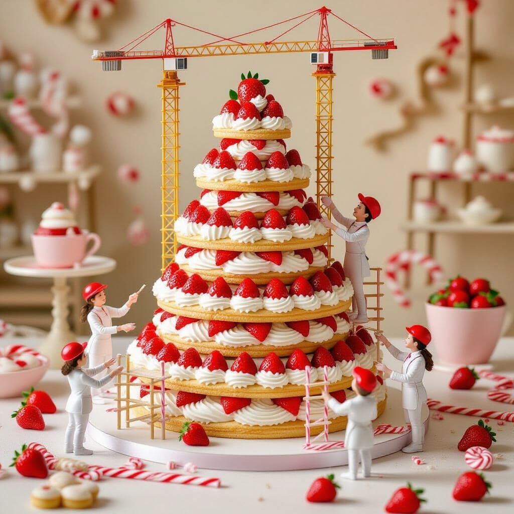 Strawberry Shortcake Skyscraper Built by Miniature Pastry Ch...