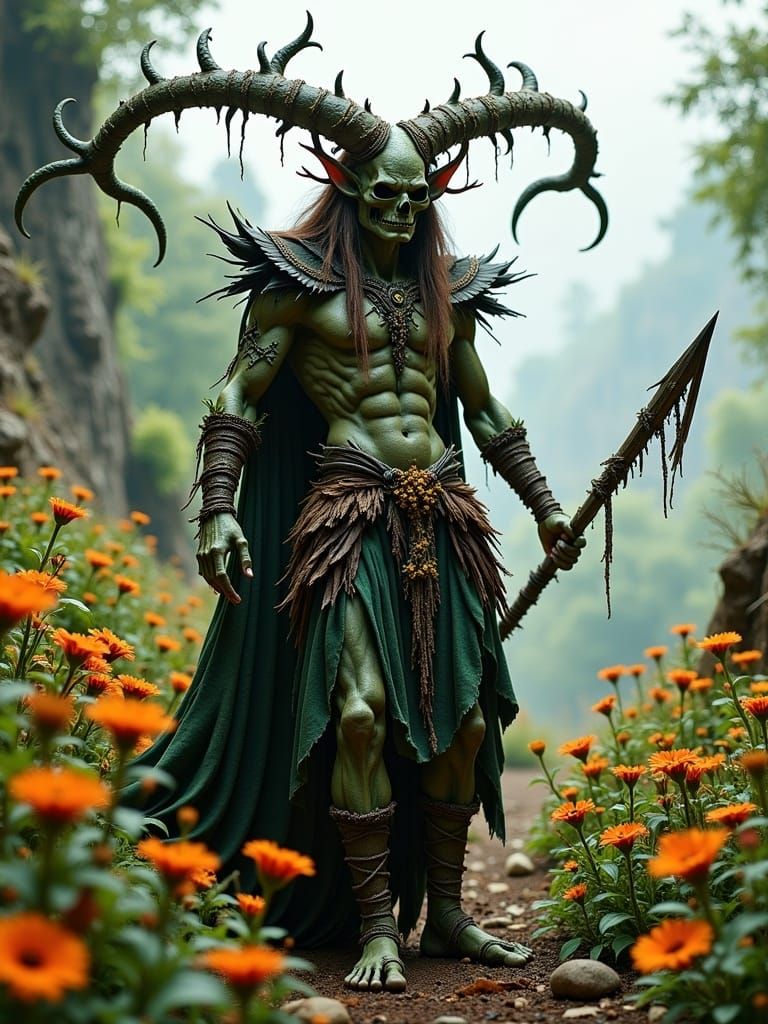 Elven Barbarian Celebrates Day of the Dead