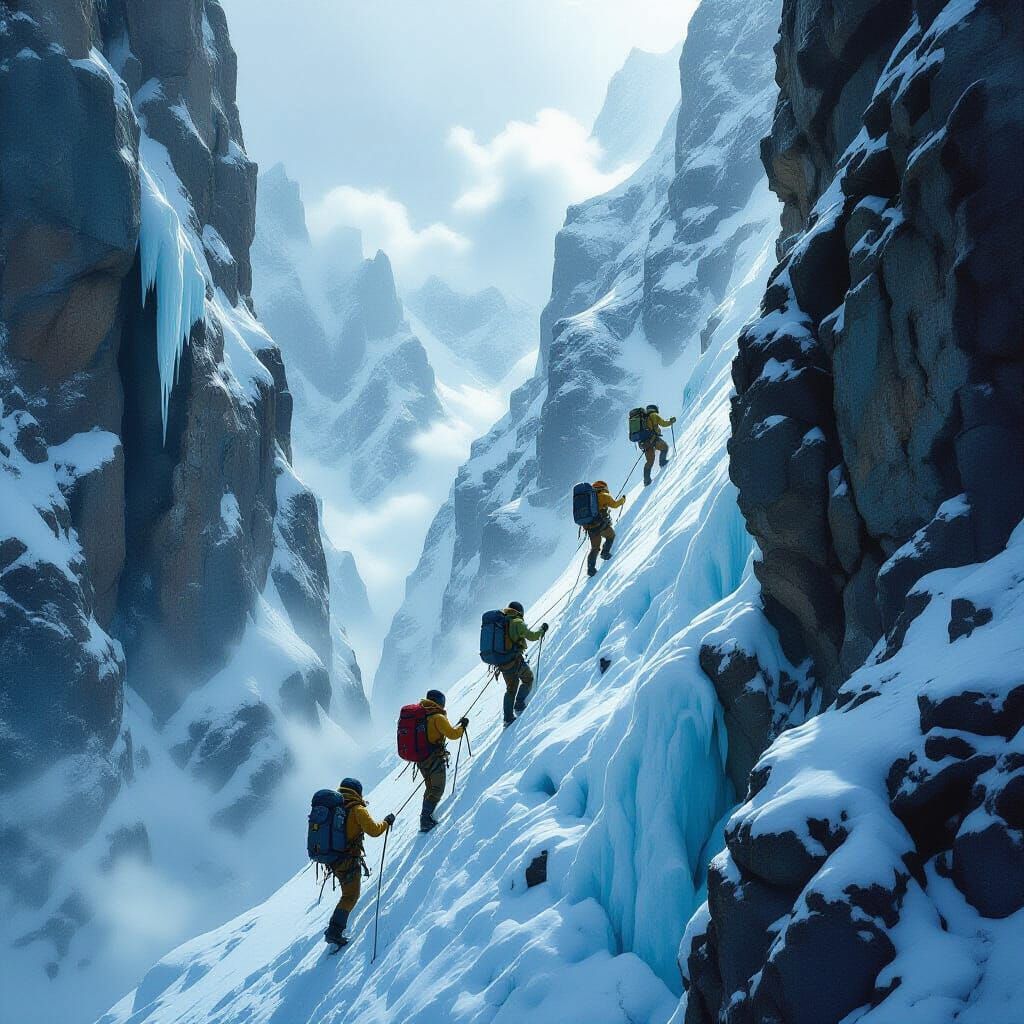 Climbers' Treacherous Ascent in Haunting Realism