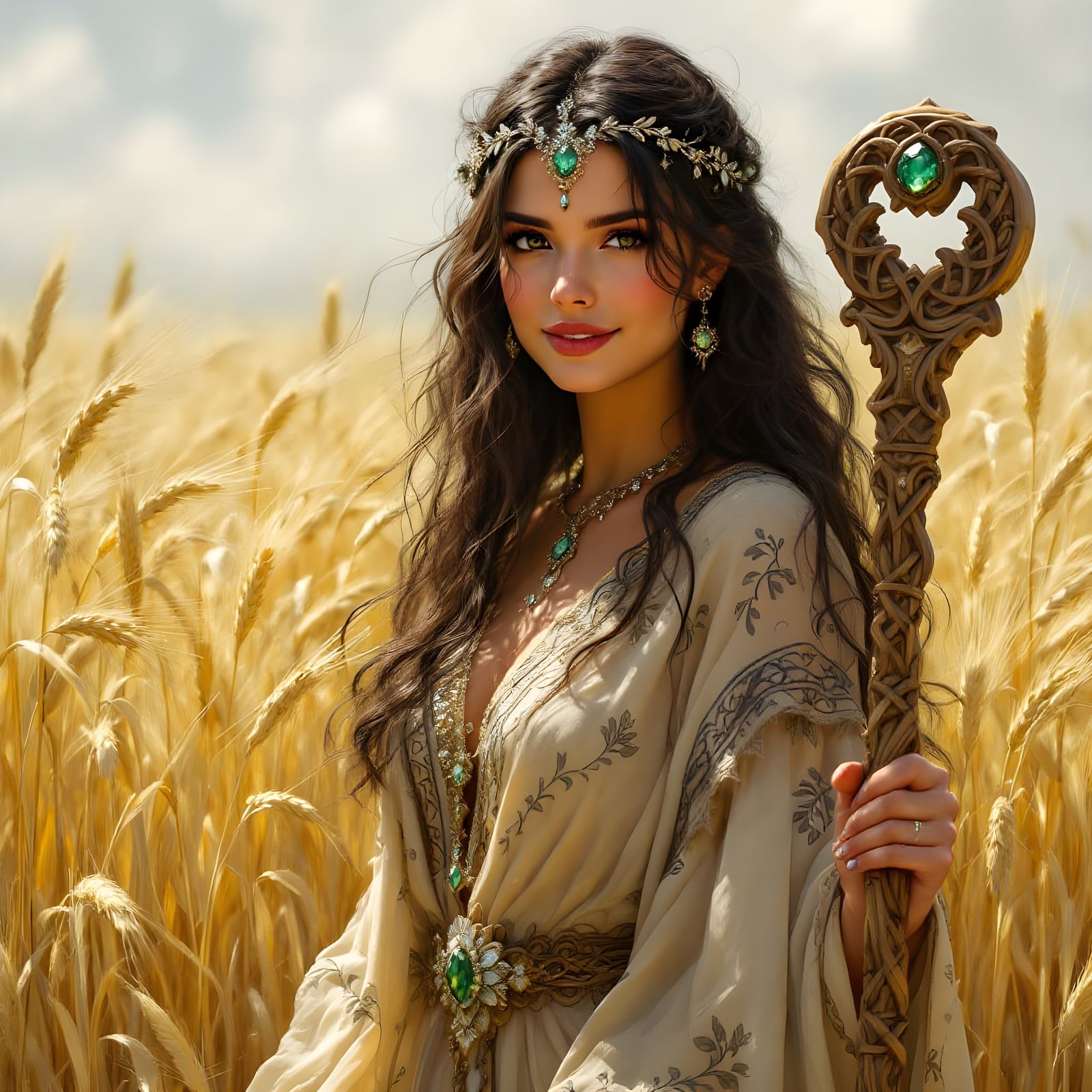 Gefjun, Norse Goddess of Ploughing, in Oil Painting Style