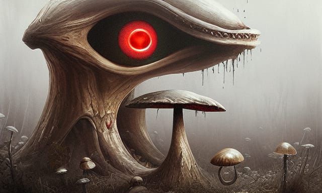 Sinister Mushroom Maw Filled with Eyes