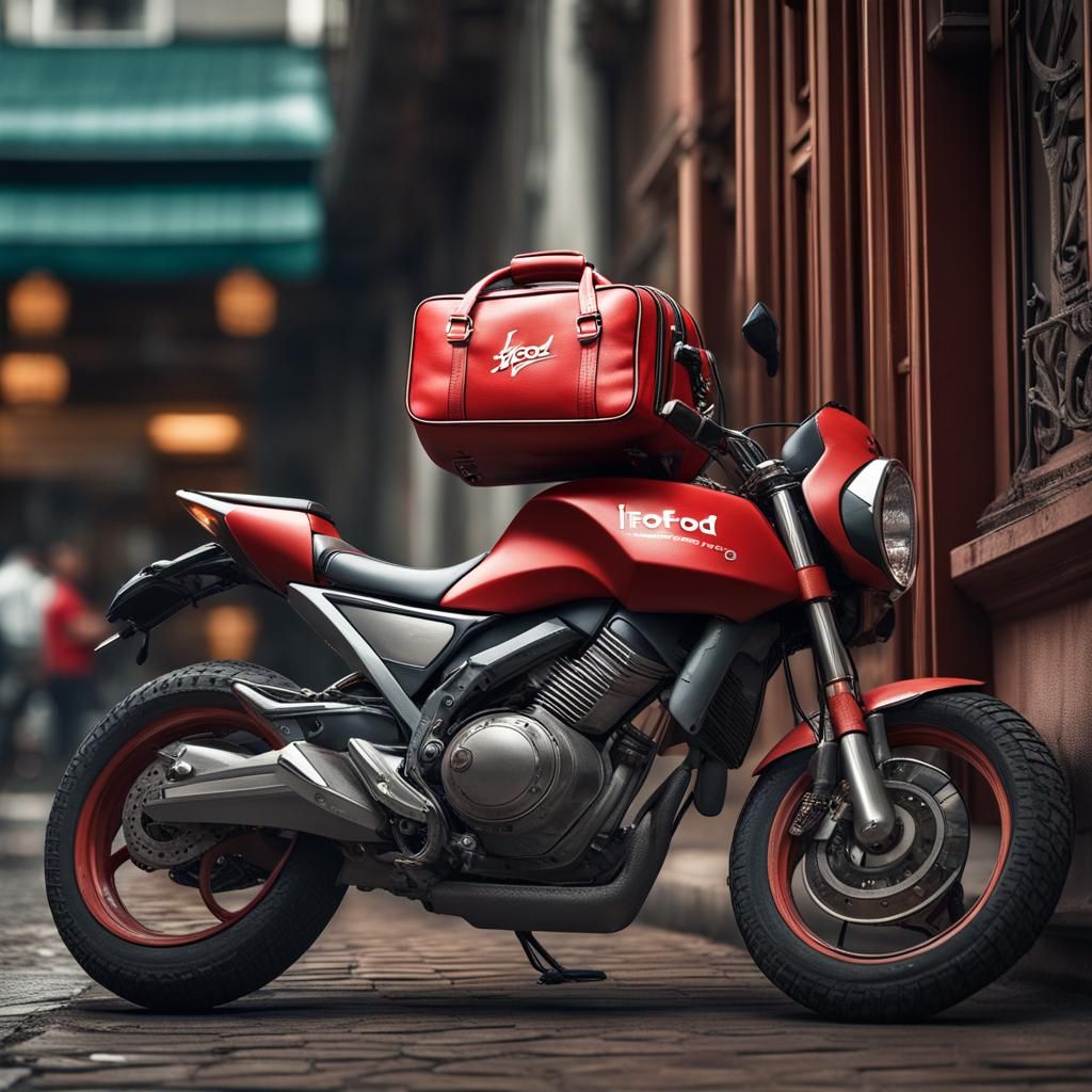 Delivery Driver with Food Order, Hyperrealistic Image