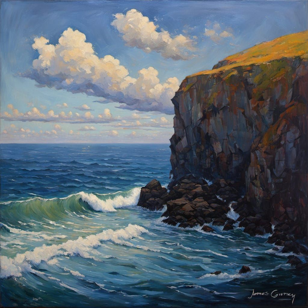 Ethereal Ocean Scene in Dreamlike Oil Painting