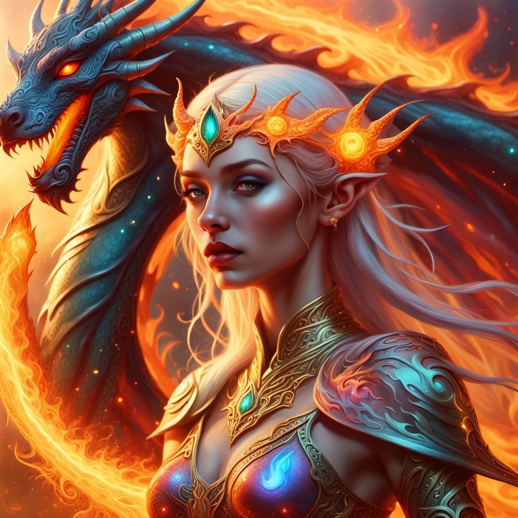 Dragon Princess in Bioluminescent Surreal Art