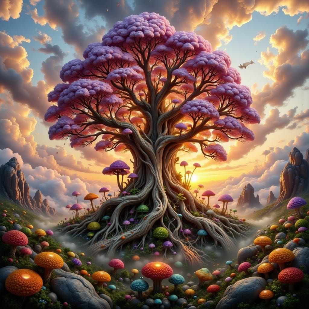 Titan Tree of Life in Fantasy Landscape