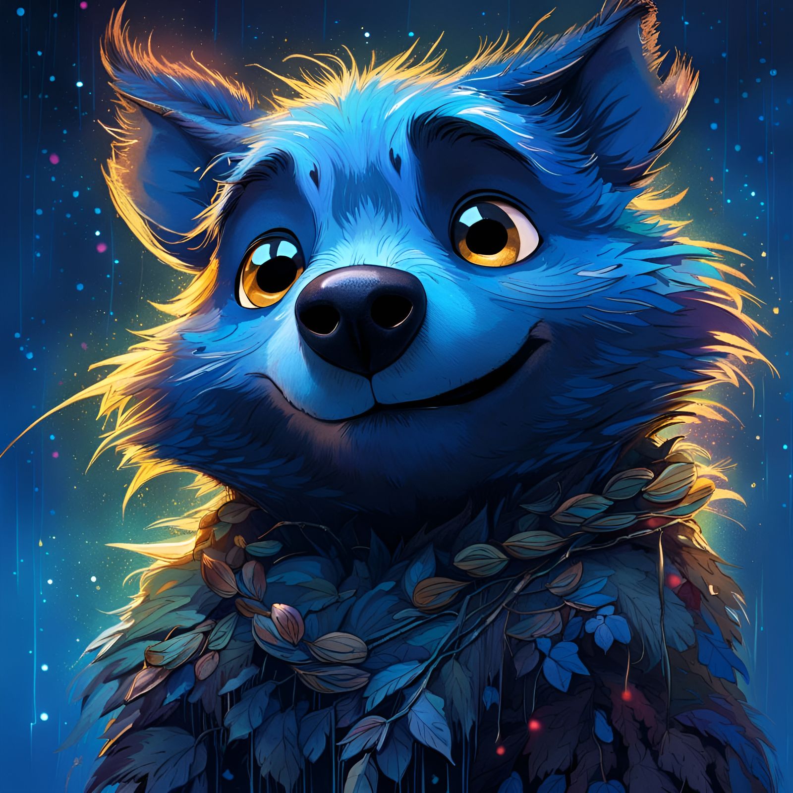 Bluey Portrait Inspired by Pixar and Ink Art