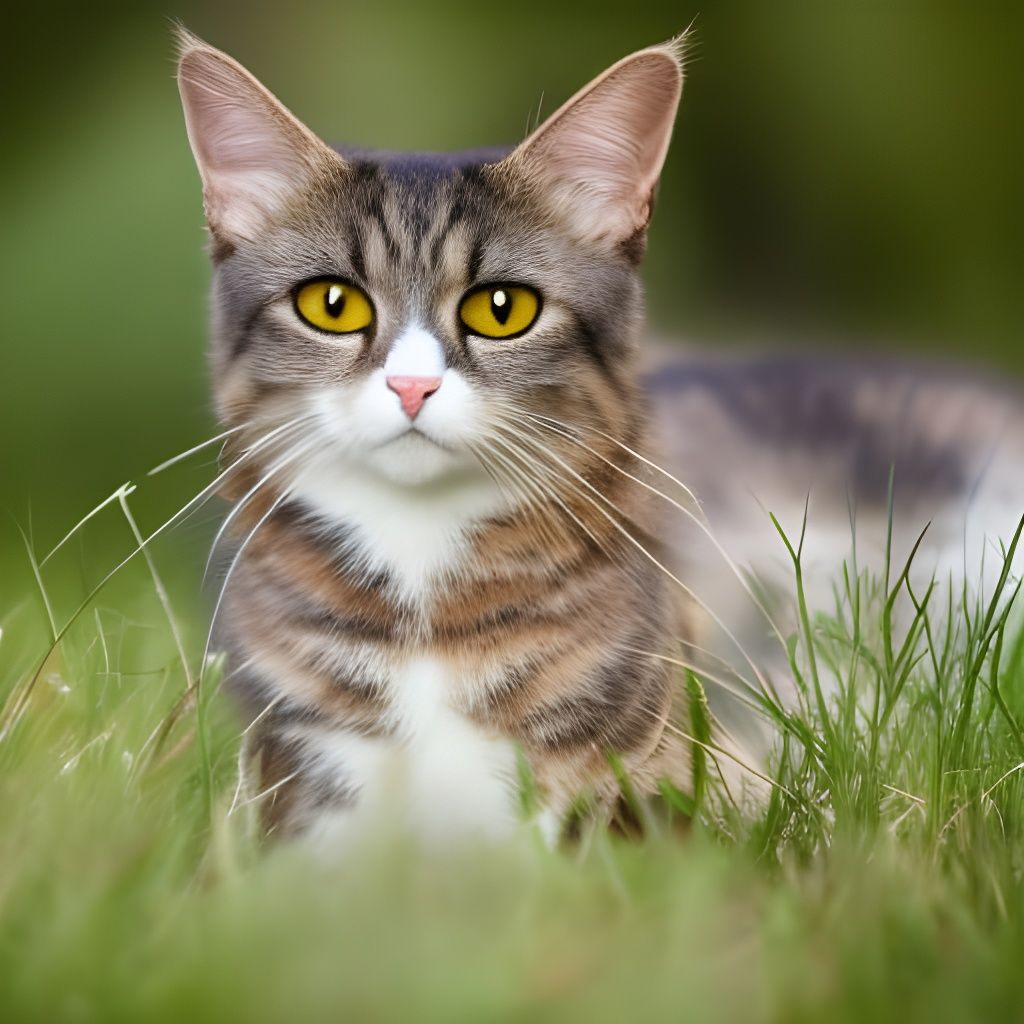 Cute Cat on Sunny Meadow in Hyperrealistic 3D