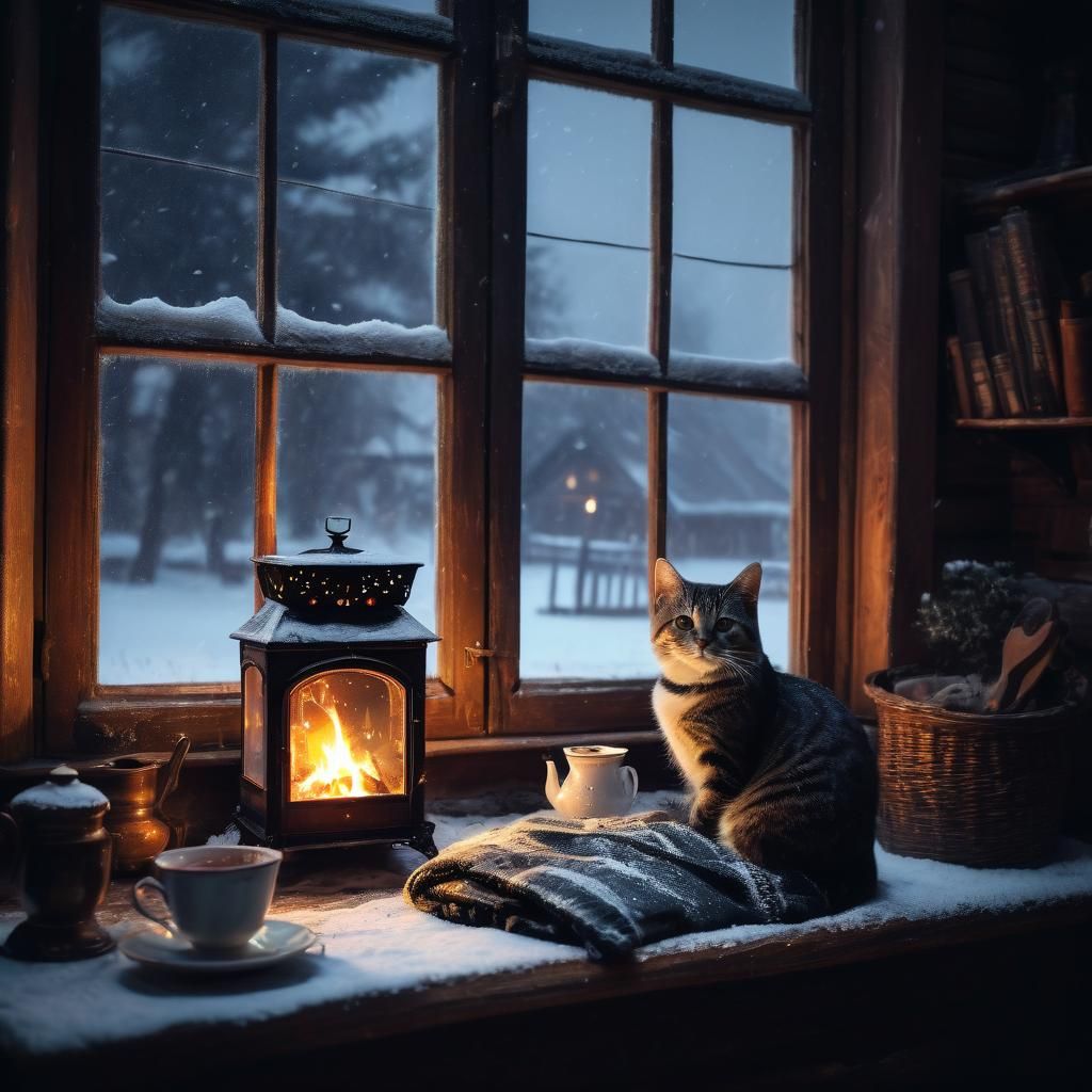 Cozy Vintage Evening in a Wooden House