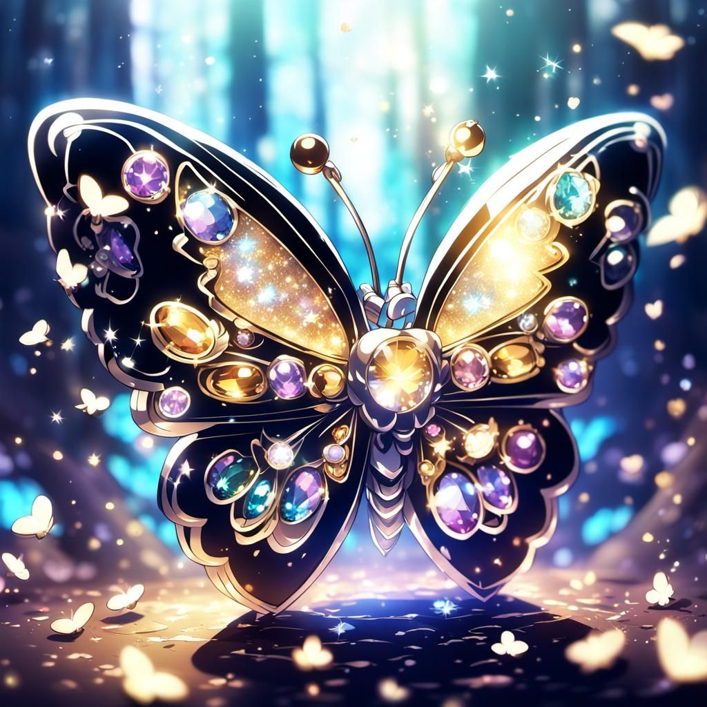 Jewel Butterfly: Sparkling Anime-Style Illustration