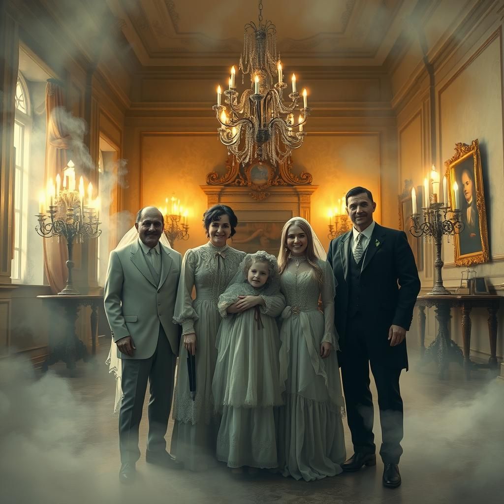 Victorian Ghost Family Portrait in Grand Foyer
