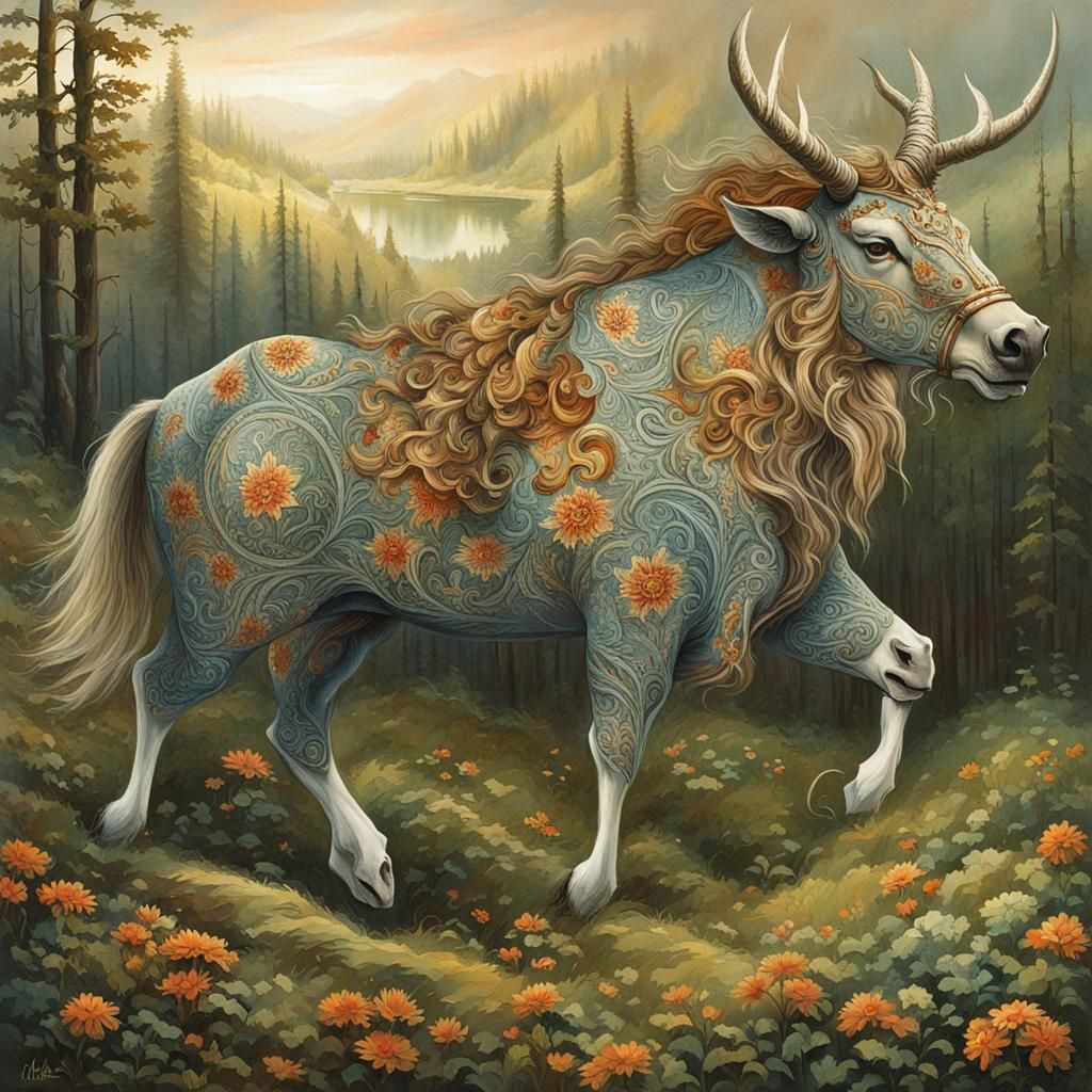 Ethereal Indrik: A Mythical Creature Portrait