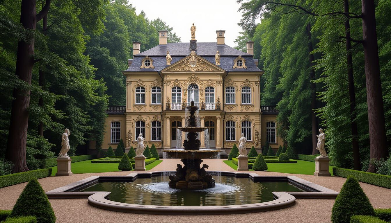 Opulent Baroque Estate in Mystical Forest