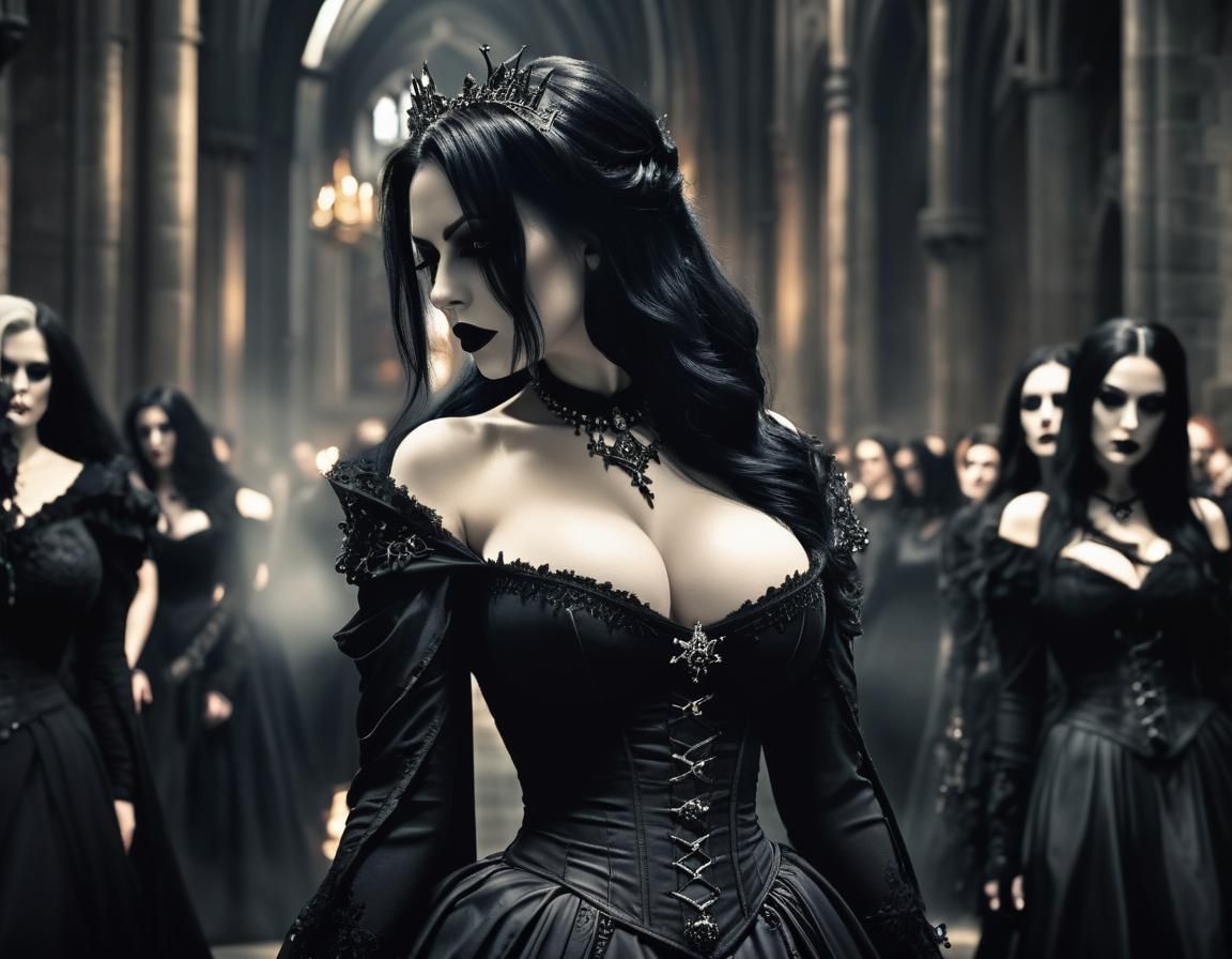 Gothic Cathedral: A Crowd of Goth Women