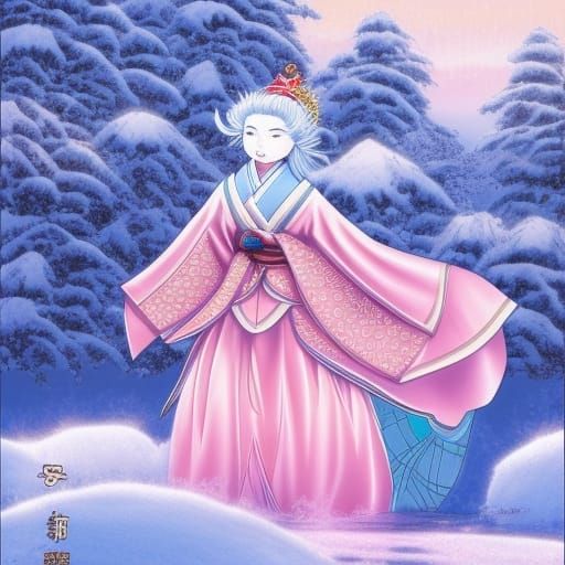 Magical Snow Princess in Manga Art Style