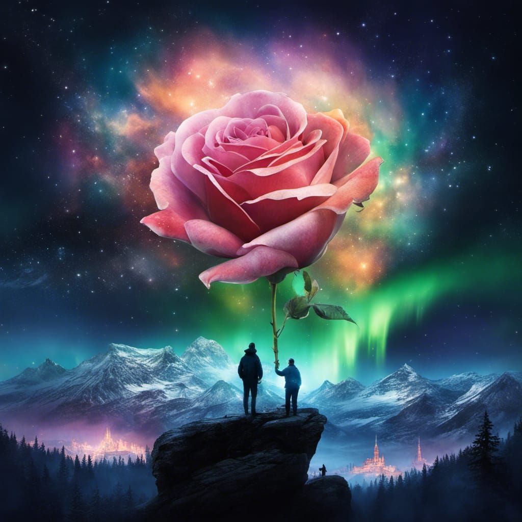 Aurora Rose Around the Moon: Bioluminescent Art