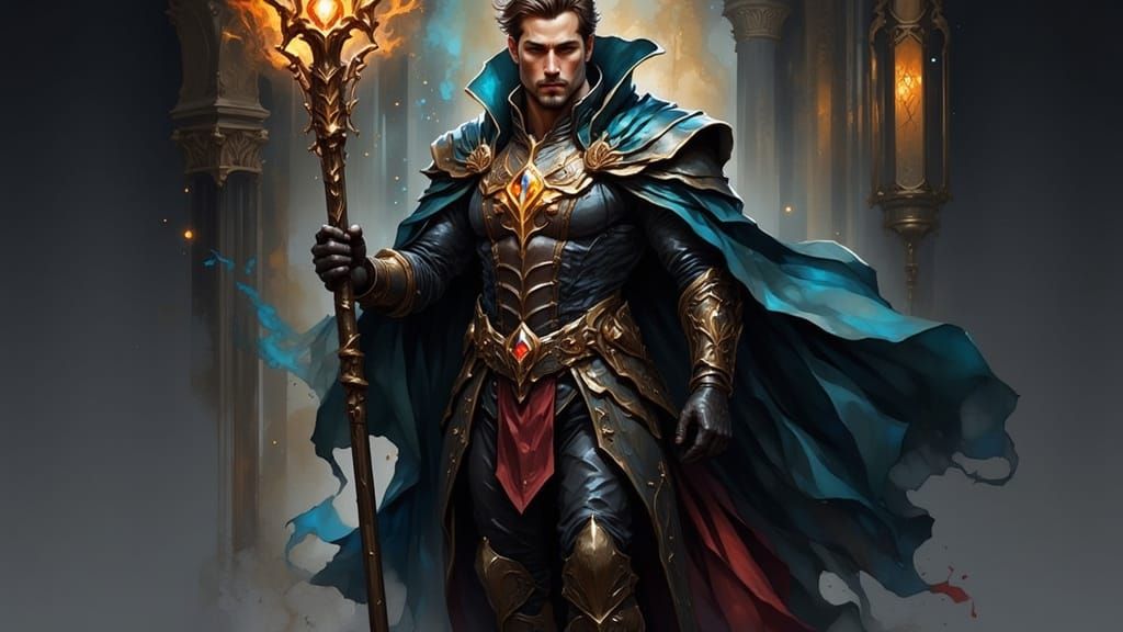 Imposing Wizard Nautilus with Copper Runes, in Ink Art Style