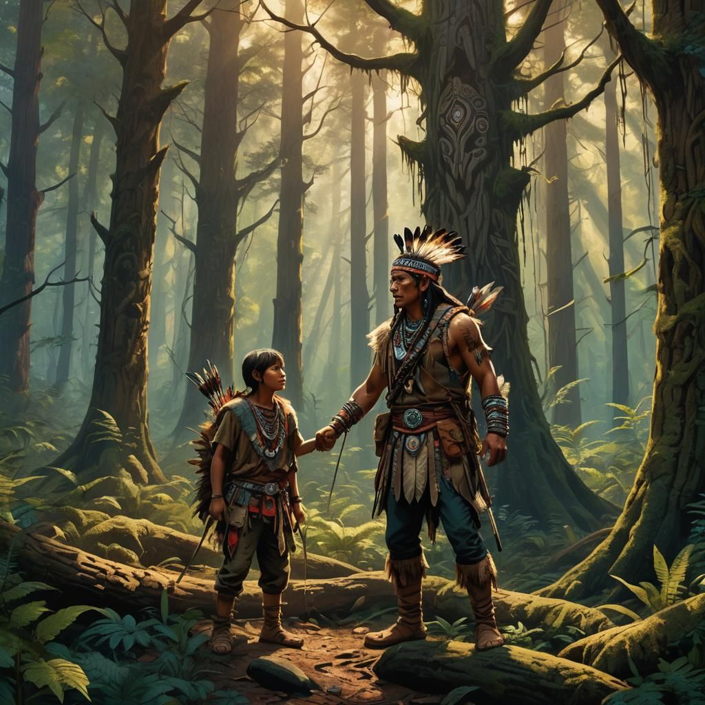 Mystical Forest Hunt: Fantasy Concept Art Scene