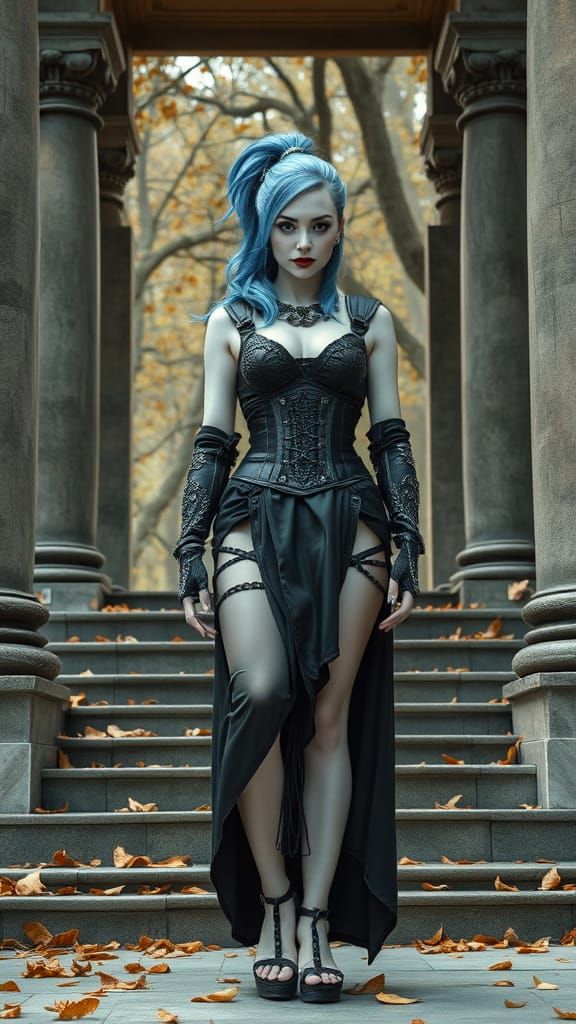 Cyberpunk Goddess in Latex Robes and Heeled Sandals