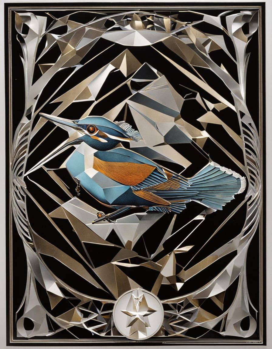 Surreal Kingfisher Canasta Card in Silver Foil