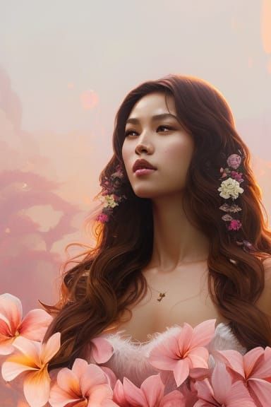 Heavenly Flowers: Leilani Portrait in Hyperdetailed Style