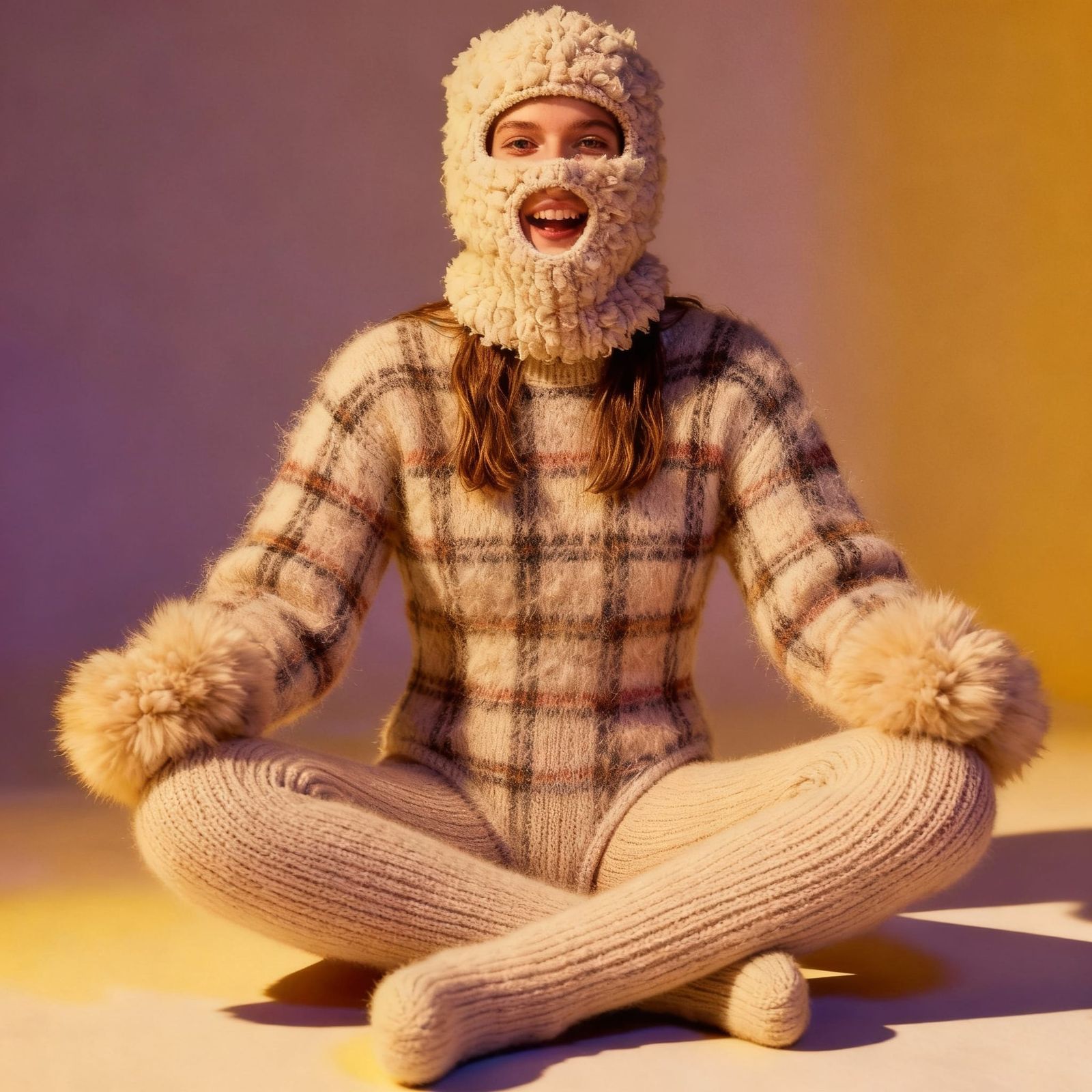 Cozy Knitted Tights Covering Legs