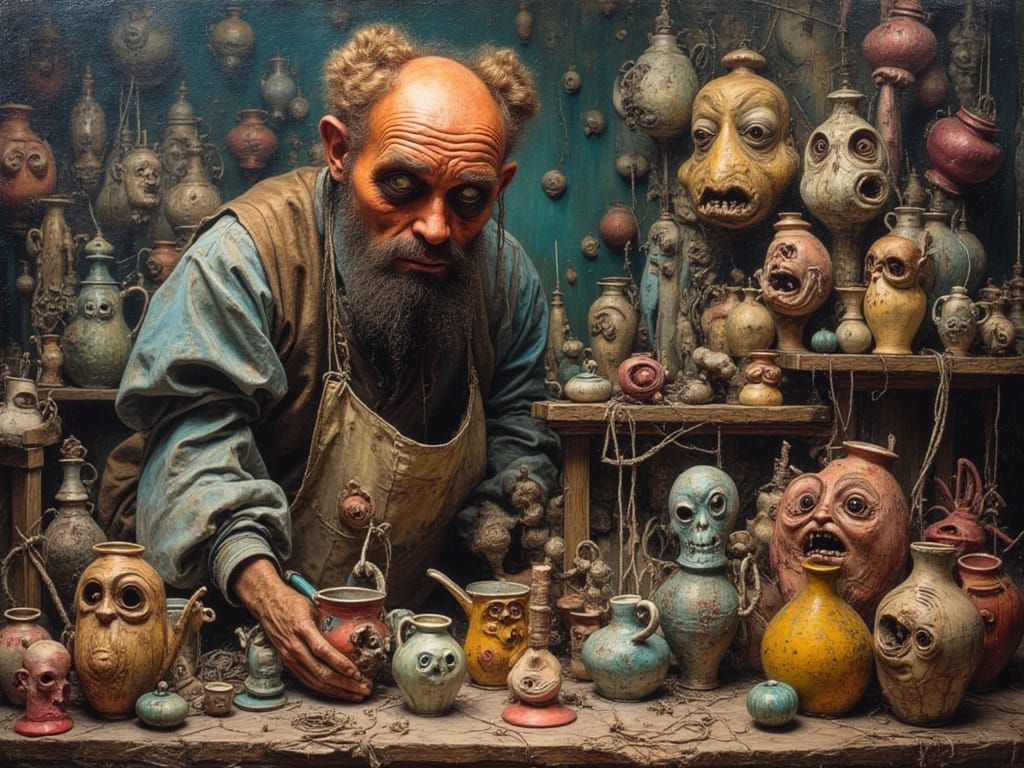 Madman Potter's Bizarre Creations Oil Painting