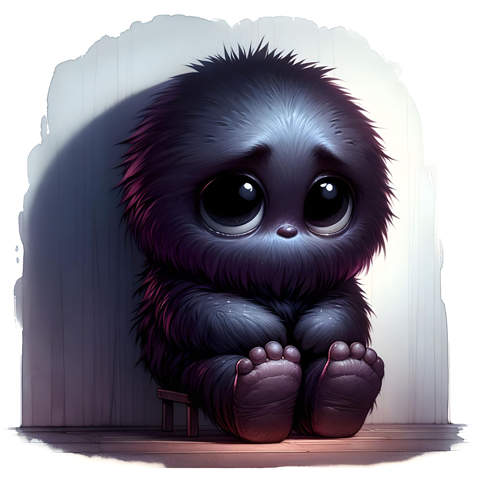 Adorable Dark Monster in Watercolor Style