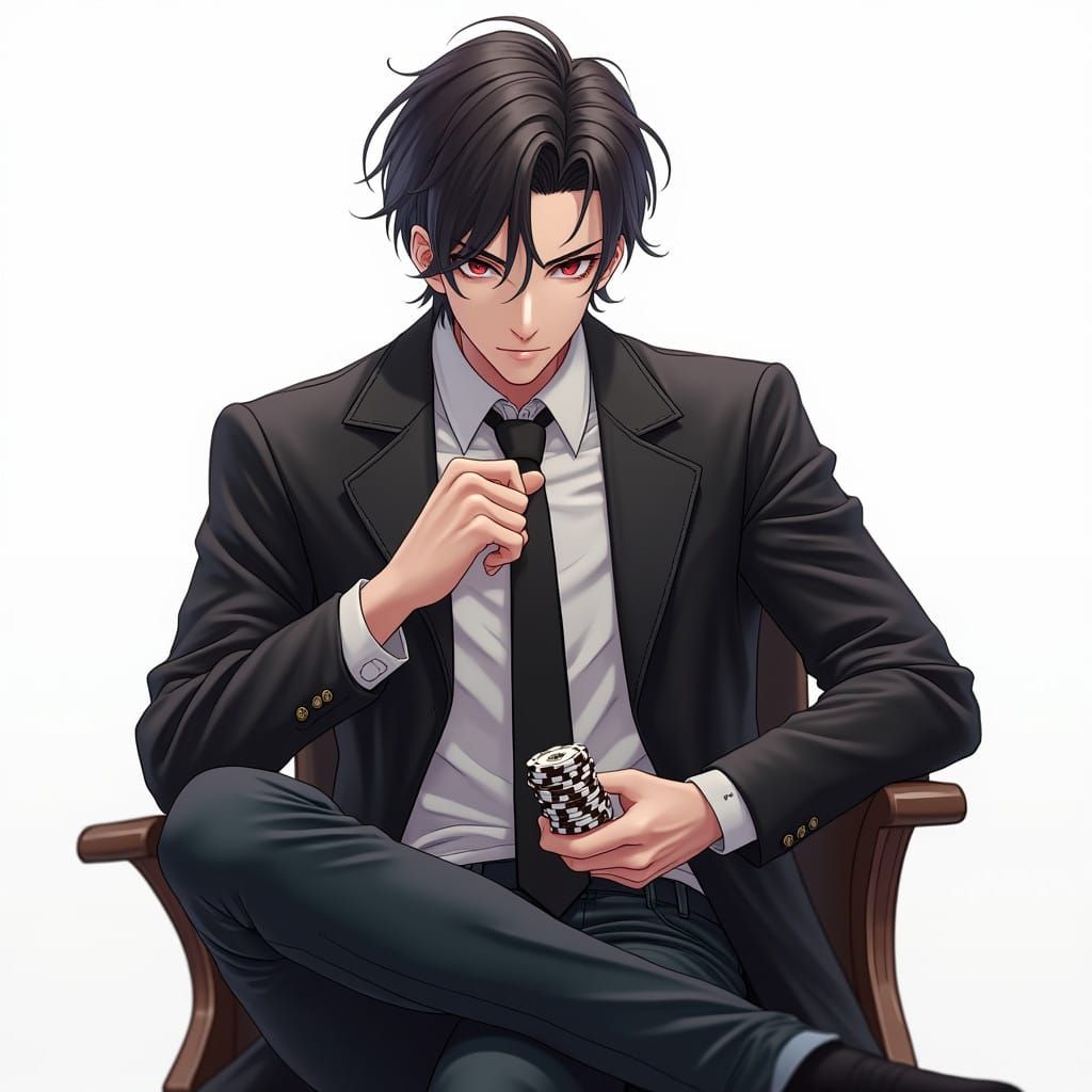 Relaxed Poker Player in Sleek Attire