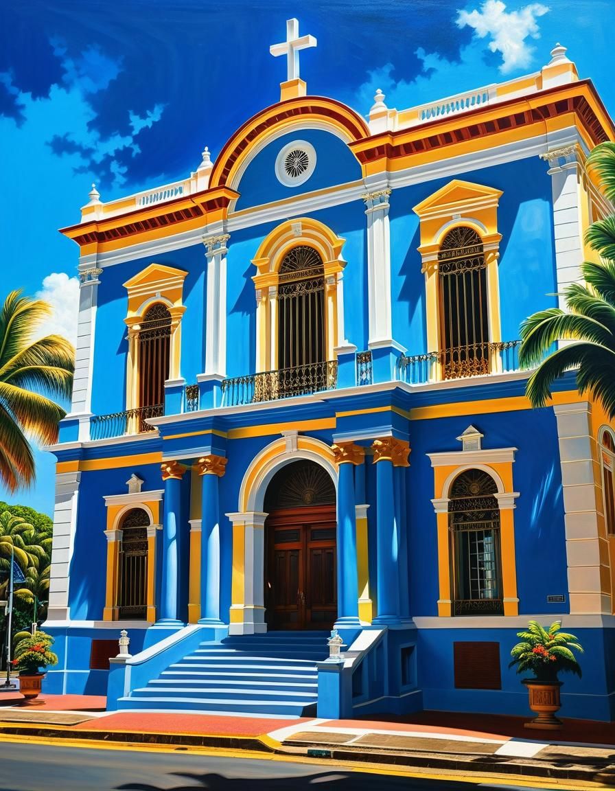 Puerto Rico University in Vibrant Oil Painting Style