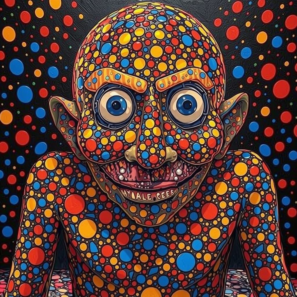 Futuristic Ice Cream Man in Neon Cityscape