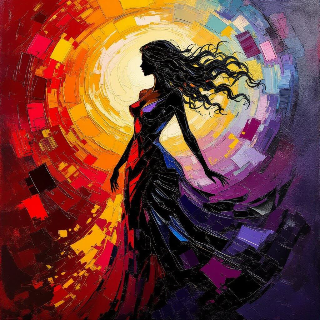 Abstract Female Power in Bold Impasto Style